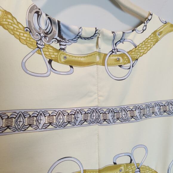 J McLaughlin Women's Sz S Yellow Equestrian Print Sheath Dress Catalina Cloth - Picture 5 of 6